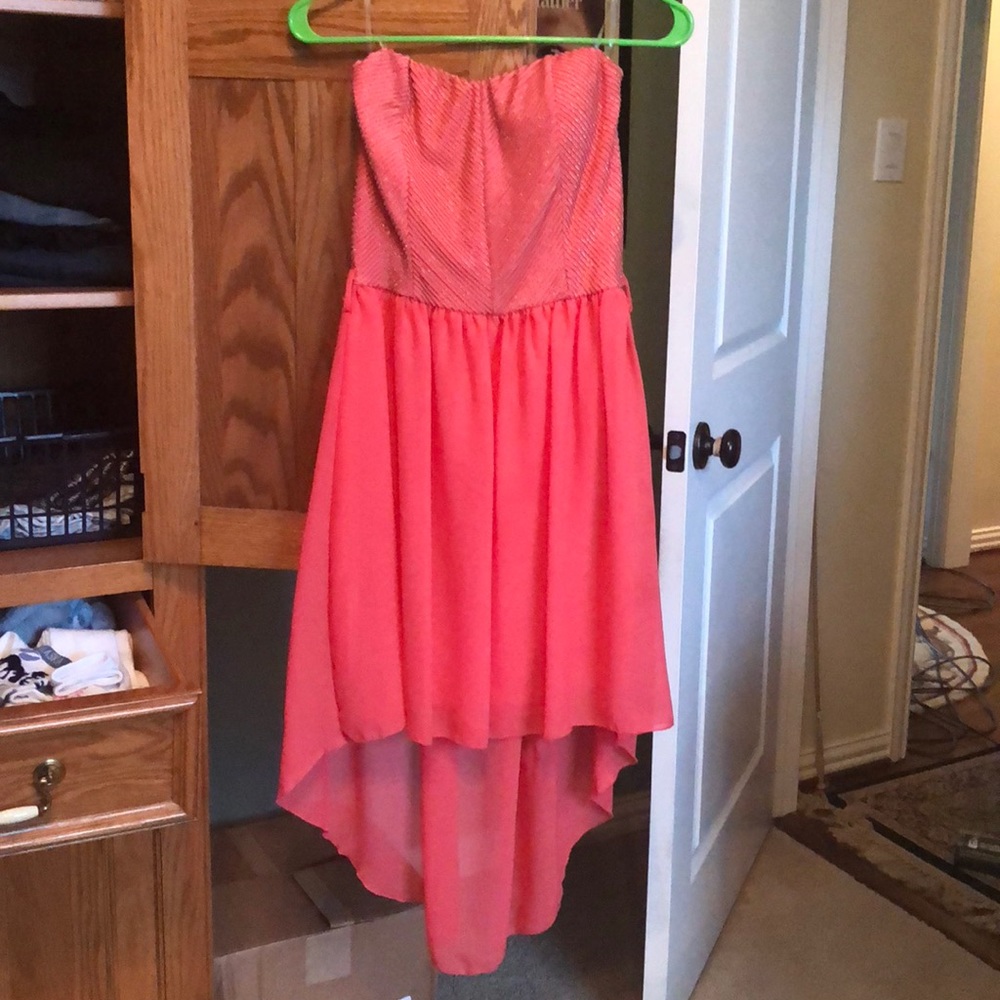 Coral High low dress